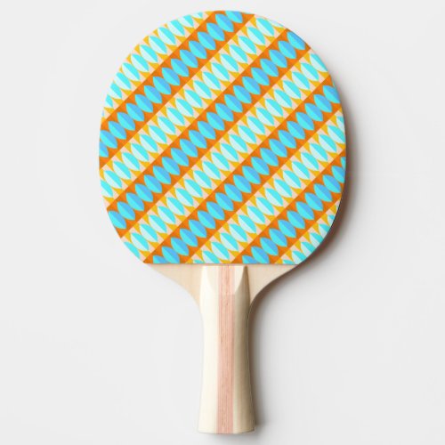Colorful Turquoise Blue Orange Yellow Pattern Ping Pong Paddle