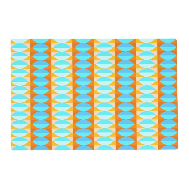 Colorful Turquoise Blue Orange Yellow Pattern Placemat (Front)