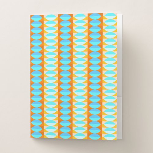 Colorful Turquoise Blue Orange Yellow Pattern Pocket Folder