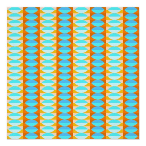 Colorful Turquoise Blue Orange Yellow Pattern Poster