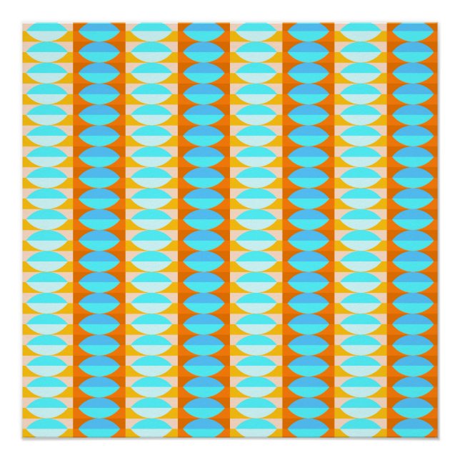 Colorful Turquoise Blue Orange Yellow Pattern Poster (Front)