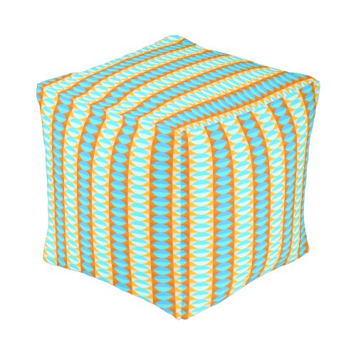 Colorful Turquoise Blue Orange Yellow Pattern Pouf