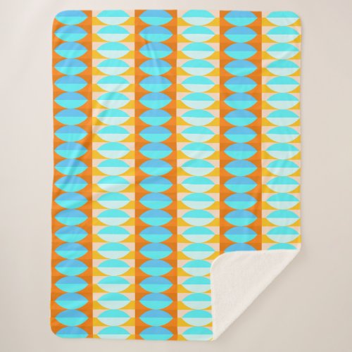 Colorful Turquoise Blue Orange Yellow Pattern Sherpa Blanket