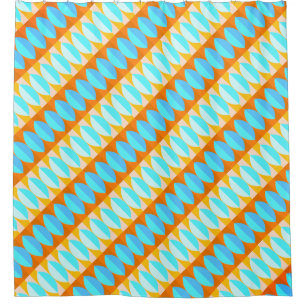 Colorful Turquoise Blue Orange Yellow Pattern Shower Curtain