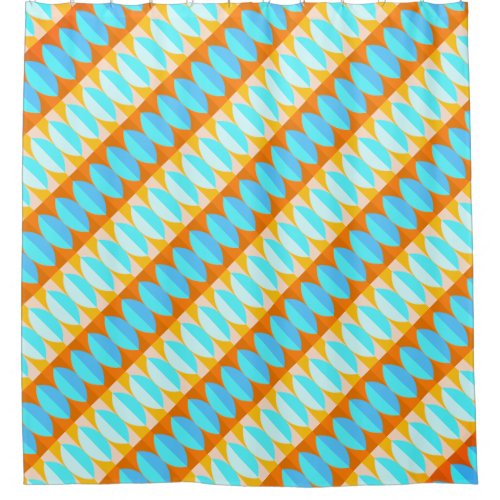 Colorful Turquoise Blue Orange Yellow Pattern Shower Curtain