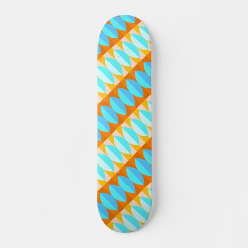 Colorful Turquoise Blue Orange Yellow Pattern Skateboard Deck