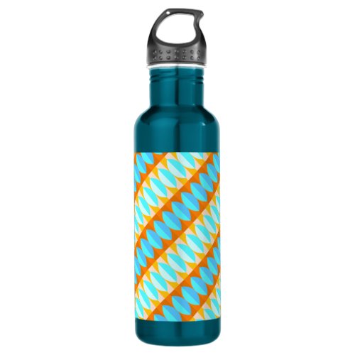 Colorful Turquoise Blue Orange Yellow Pattern Stainless Steel Water Bottle