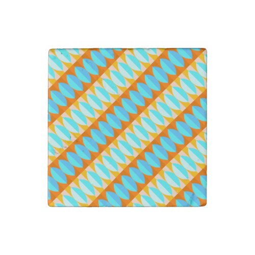 Colorful Turquoise Blue Orange Yellow Pattern Stone Magnet