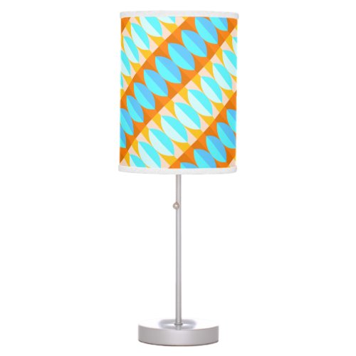 Colorful Turquoise Blue Orange Yellow Pattern Table Lamp
