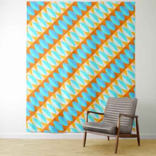 Colorful Turquoise Blue Orange Yellow Pattern Tapestry