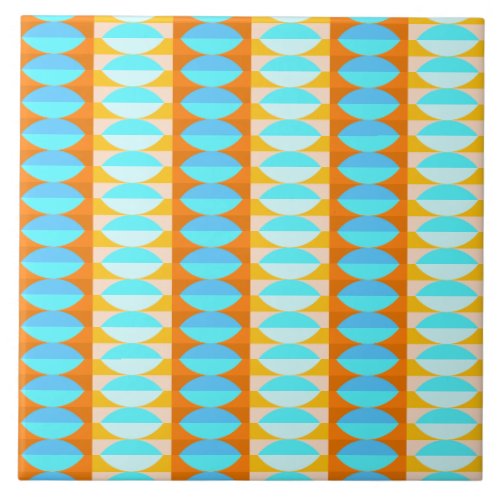 Colorful Turquoise Blue Orange Yellow Pattern Tile