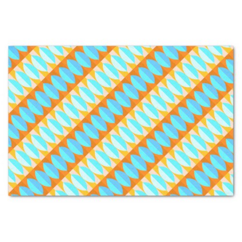 Colorful Turquoise Blue Orange Yellow Pattern Tissue Paper