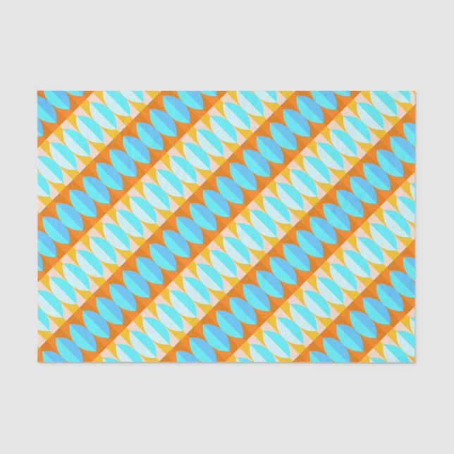 Colorful Turquoise Blue Orange Yellow Pattern Tissue Paper (Front)