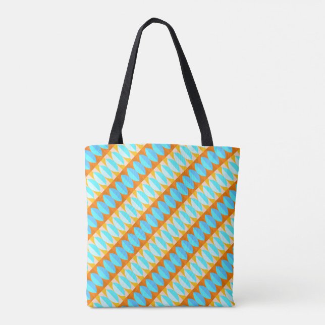 Colorful Turquoise Blue Orange Yellow Pattern Tote Bag (Back)