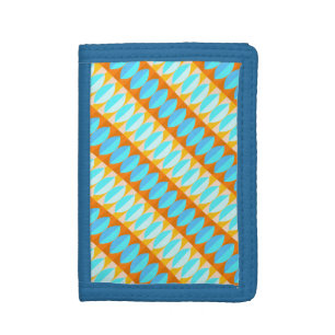 Colorful Turquoise Blue Orange Yellow Pattern Tri-fold Wallet