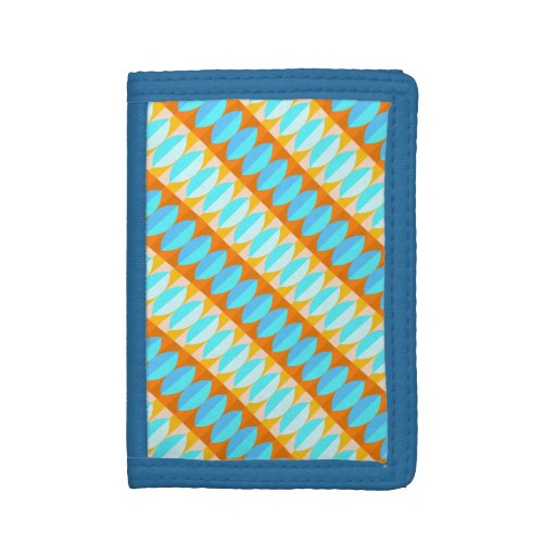 Colorful Turquoise Blue Orange Yellow Pattern Tri_fold Wallet