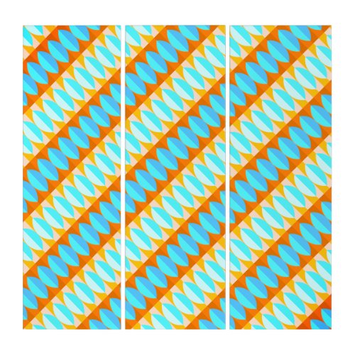 Colorful Turquoise Blue Orange Yellow Pattern Triptych