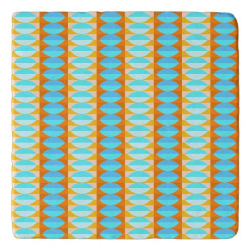Colorful Turquoise Blue Orange Yellow Pattern Trivet