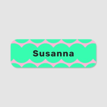 Colorful Turquoise Green Pink Squiggle Magnetic Name Tag by TabbyGun at Zazzle