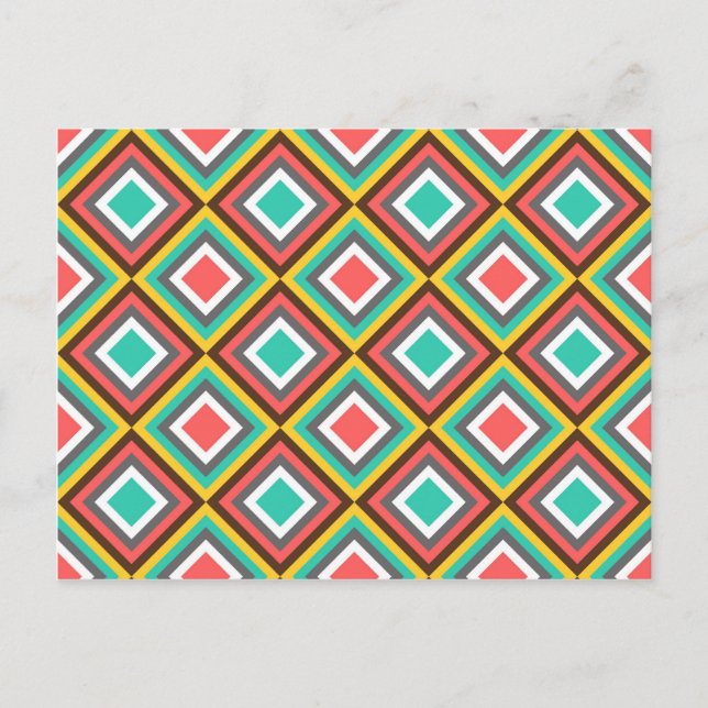 Colorful Turquoise Pink Aztec Native American Gift Postcard (Front)