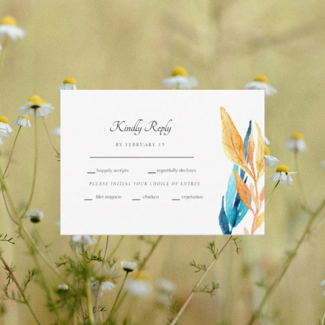 Colorful Turquoise & Yellow Foliage RSVP (Creator Uploaded)