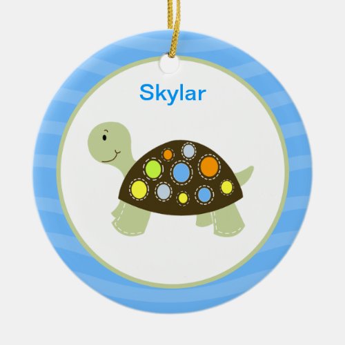 Colorful Turtle Customized Ornament _ Blue