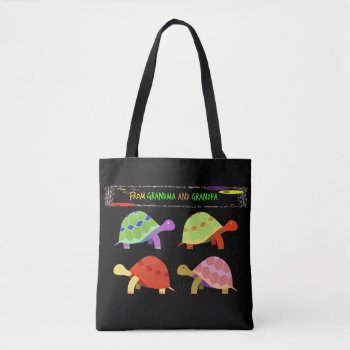 Colorful Turtle Design From Grandparentstote Tote Bag by RetirementGiftStore at Zazzle