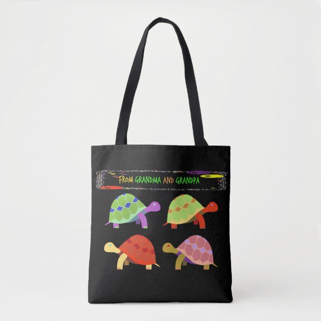 Colorful Turtle Design from GrandparentsTote Tote Bag (Front)