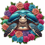 Colorful Turtle Illustration Surrounded by Roses Cutout<br><div class="desc">a stunning illustration featuring a vibrant turtle,  gracefully nestled among a bouquet of roses. This captivating artwork not only showcases the delicate beauty of nature but also symbolizes the harmony between the steadfastness of the turtle and the ephemeral elegance of the roses.</div>