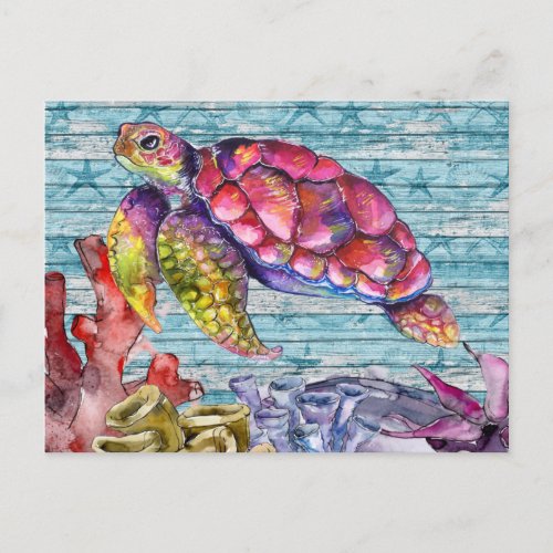 Colorful Turtle Postcard