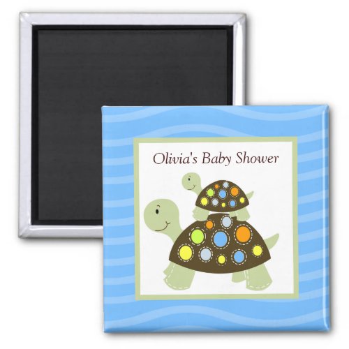 Colorful Turtle Rectangle Favor Magnet _ Blue