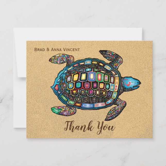 Colorful Turtle Sandy Beach Thank You (Front)