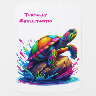Colorful Turtle Splash Baby Blanket