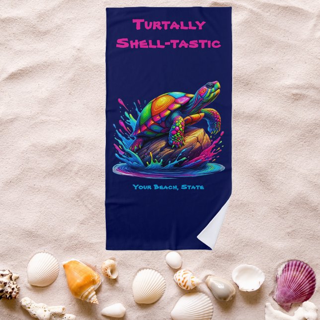 Colorful Turtle Splash Beach Towel (Soak up the sun in bold, vibrant style with our Colorful Turtle Splash Beach Towel)
