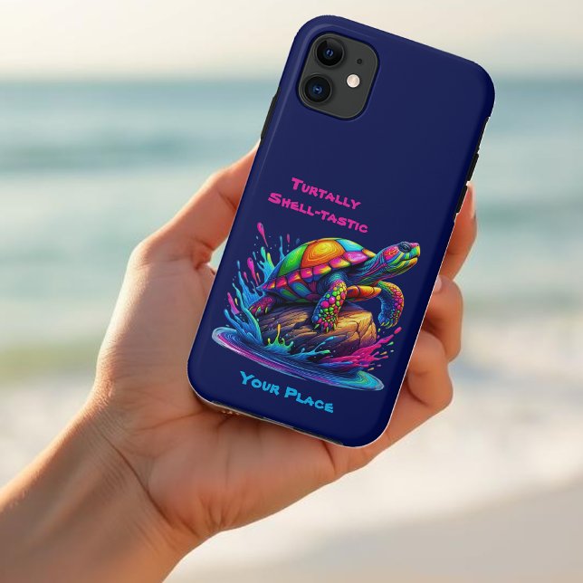 Colorful Turtle Splash Case-Mate iPhone Case (Colorful Turtle Splash-Fisherman Core-Dopamine Dressing-Phone Case-Blue)