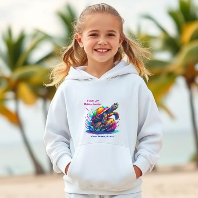 Colorful Turtle Splash- Hoodie (Colorful Turtle-Fisherman Core-Dopamine Dressing-Kids Hoodie)