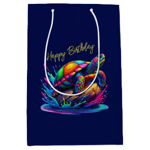 Colorful Turtle Splash- Medium Gift Bag