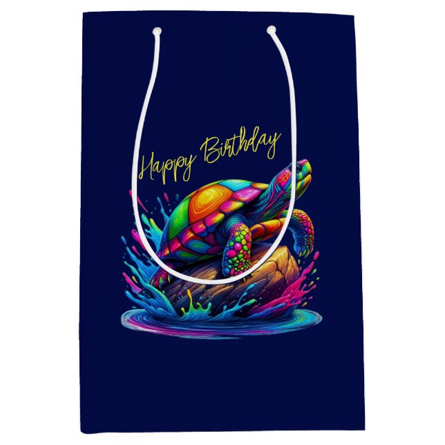 Colorful Turtle Splash- Medium Gift Bag (Front)