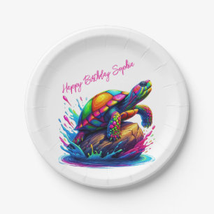 Colorful Turtle Splash Paper Plates