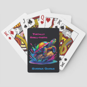 Colorful Turtle Splash Poker Cards