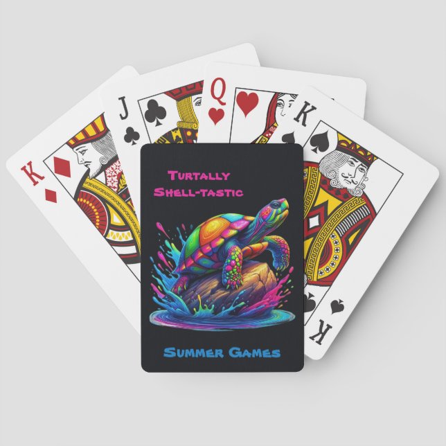 Colorful Turtle Splash  Poker Cards (Back)