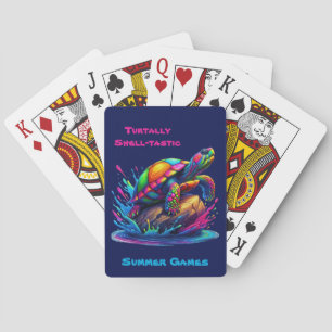 Colorful Turtle Splash Poker Cards