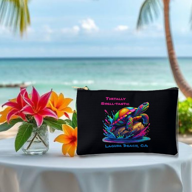 Colorful Turtle Splash Zippered Pouch (Colorful Turtle Splash-Fisherman Core-Dopamine Dressing-Small Pouch-Black)