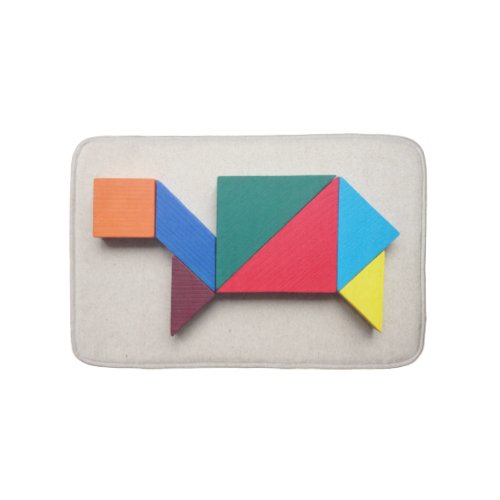 Colorful turtle Tangram Bath Mat