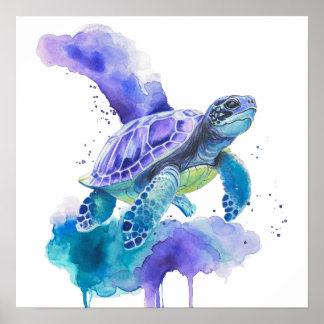 Colorful Turtle Watercolor Art – Spirit Animal Pos Poster