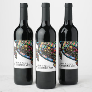 Colorful Turtle Wine Label