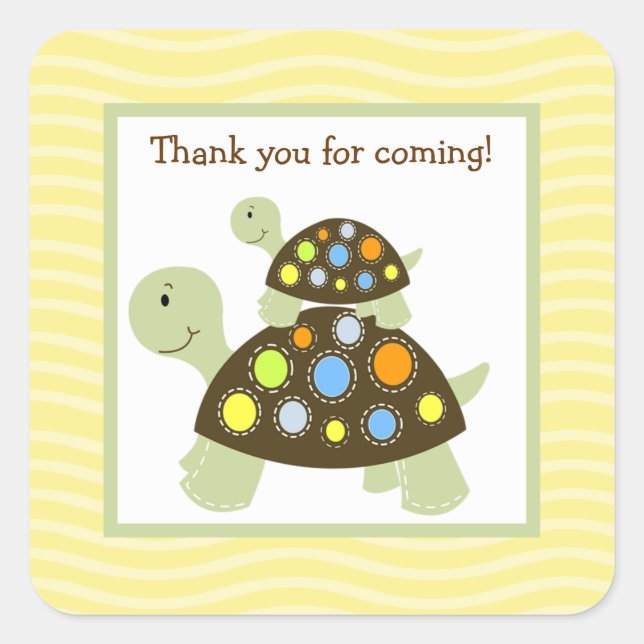Colorful Turtle (Yellow) Square Envelope Seals 20 (Front)