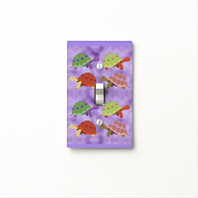 Colorful Turtles Light Switch Plate Cover (In Situ)