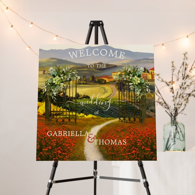 Colorful Tuscan Landscape Wedding  Foam Board (In Situ (Stand))