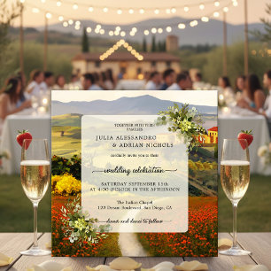 Colorful Tuscan Landscape Wedding Invitation